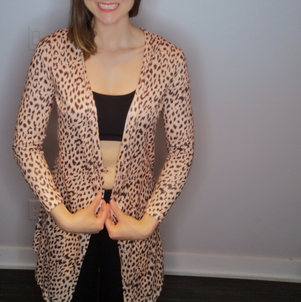 Leopard printed long cardigan